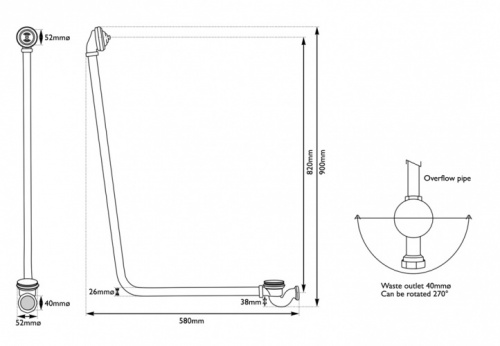 Click Clack Bath Waste With Overflow Brass